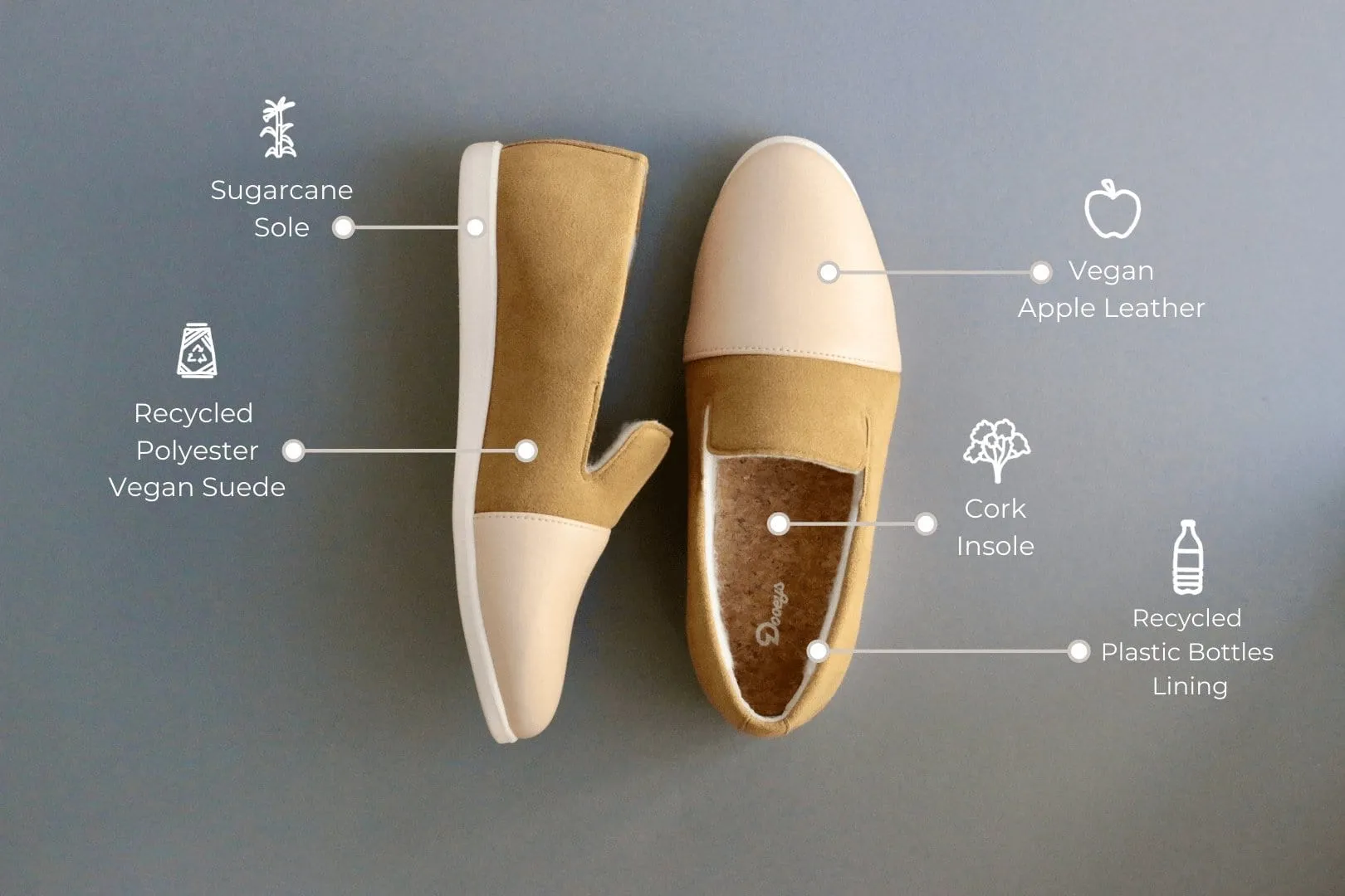 Mocassins Maison en Cuir Pomme & Suédine Végane | Rose Poudré & Cannelle