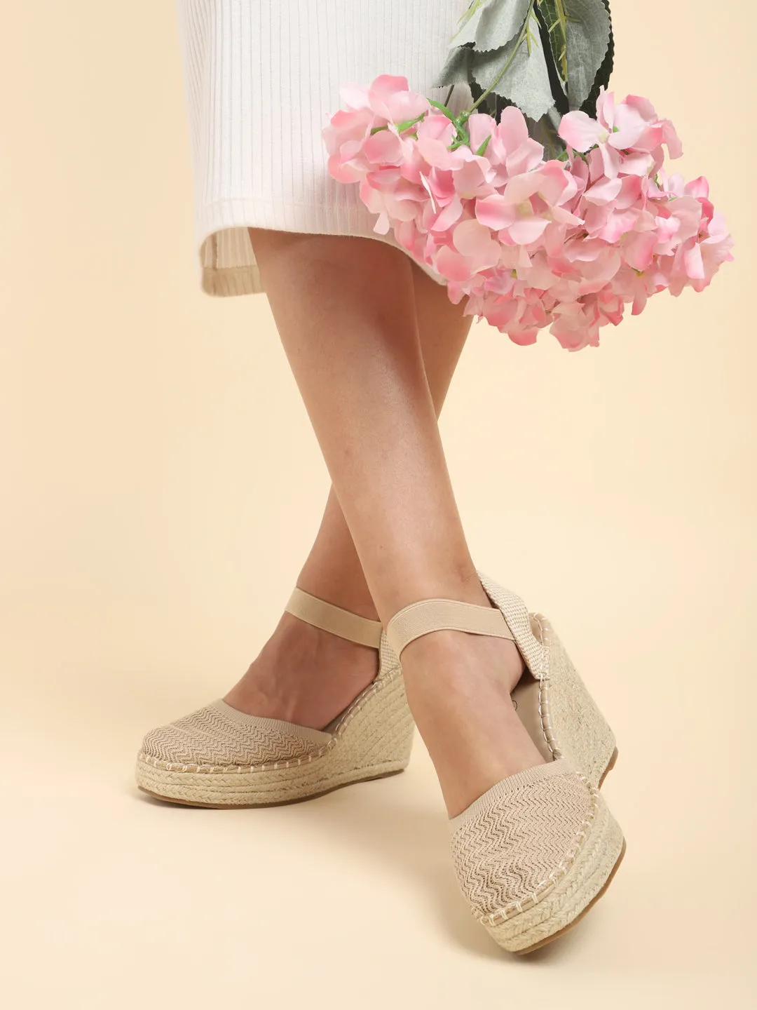 Escarpins à enfiler en maille beige élégants (TC-RS3662-BEIG)