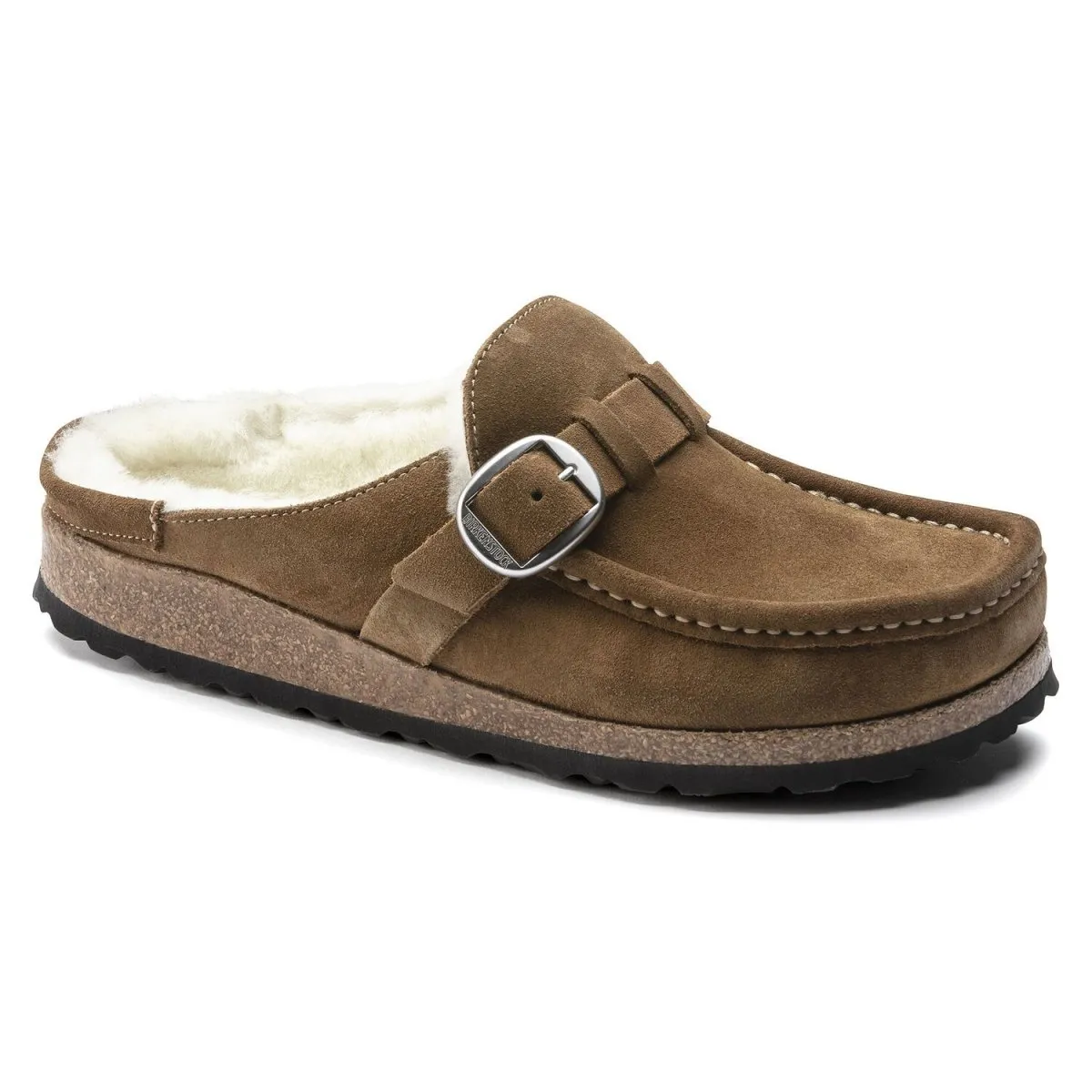 Birkenstock Femmes Buckley en Daim avec Doublure en Mouton Tea