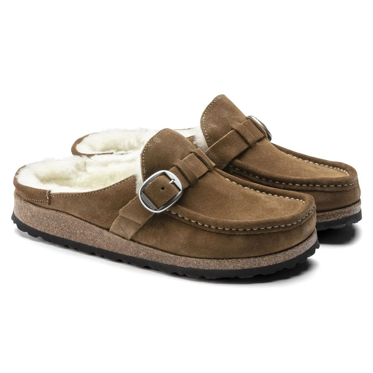Birkenstock Femmes Buckley en Daim avec Doublure en Mouton Tea