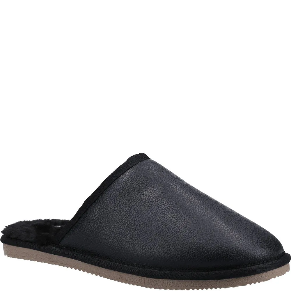 Pantoufles en cuir noir Coady