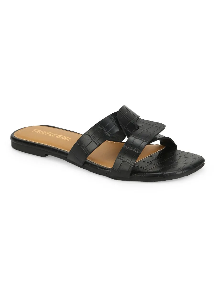Slip-ons PU Croco Noir