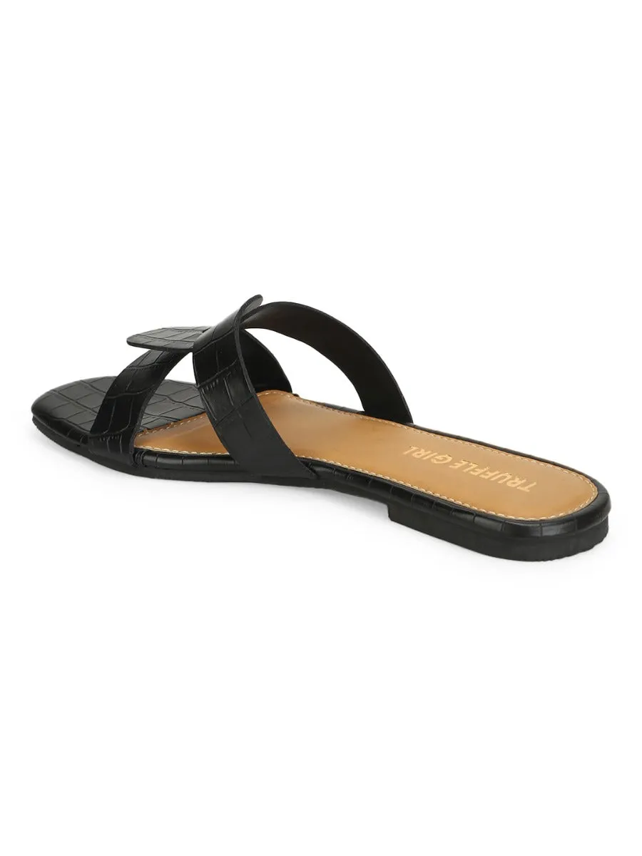 Slip-ons PU Croco Noir