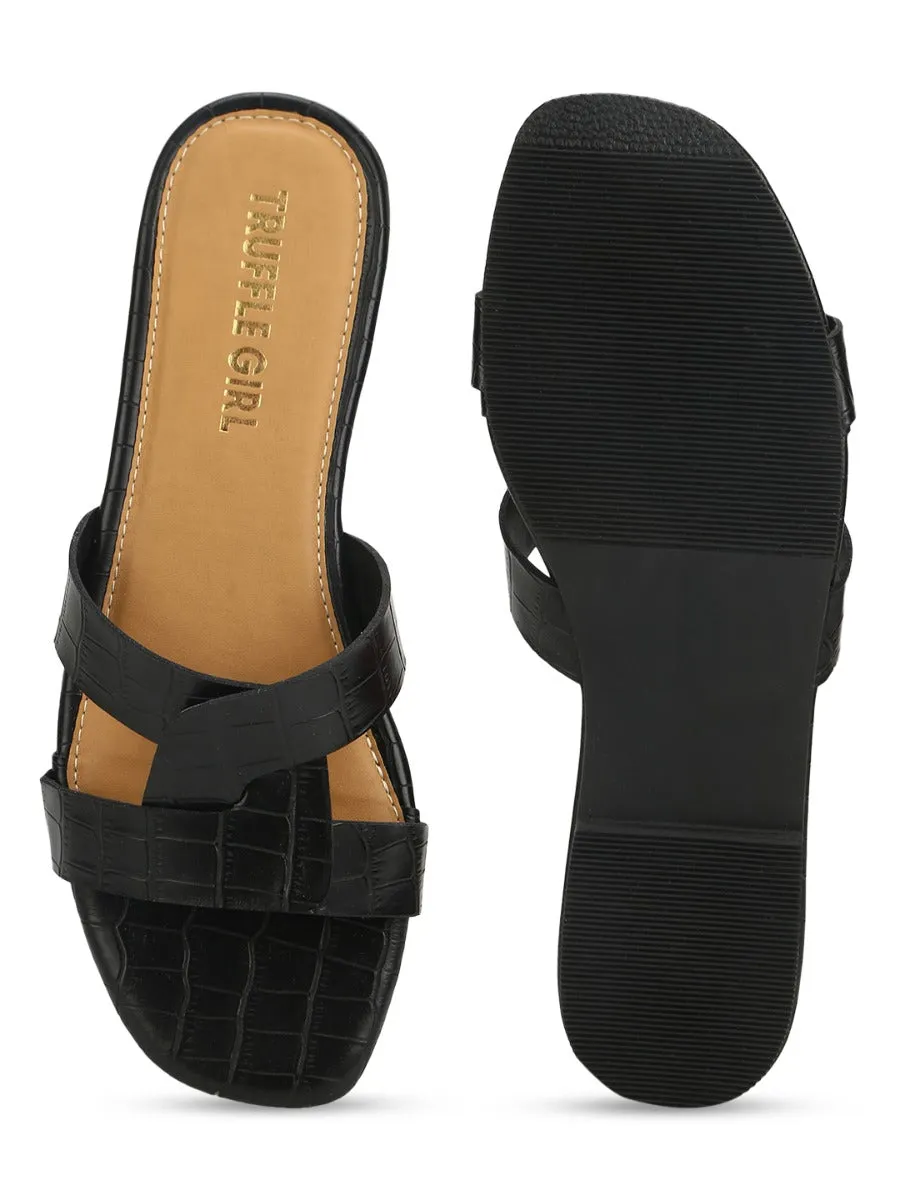 Slip-ons PU Croco Noir