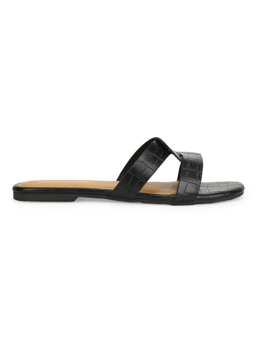 Slip-ons PU Croco Noir