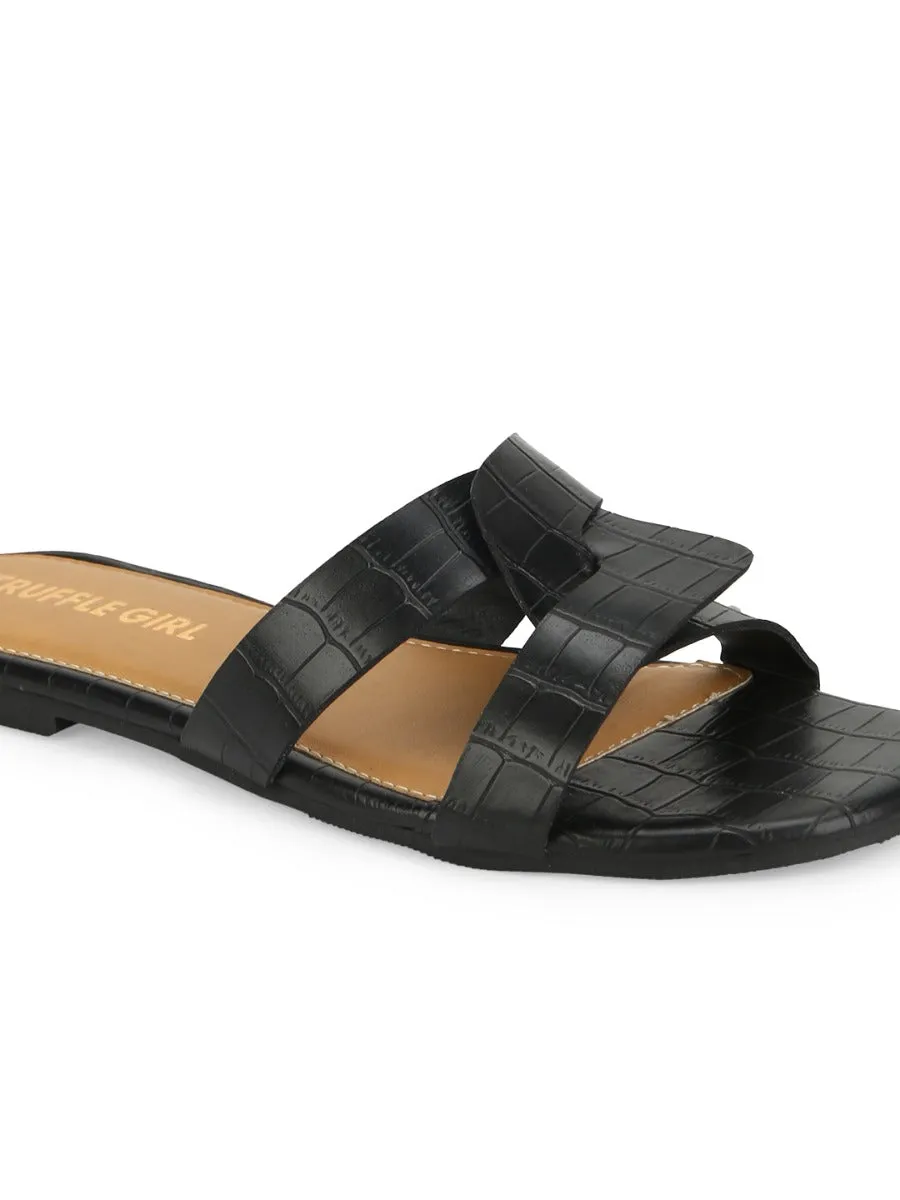Slip-ons PU Croco Noir