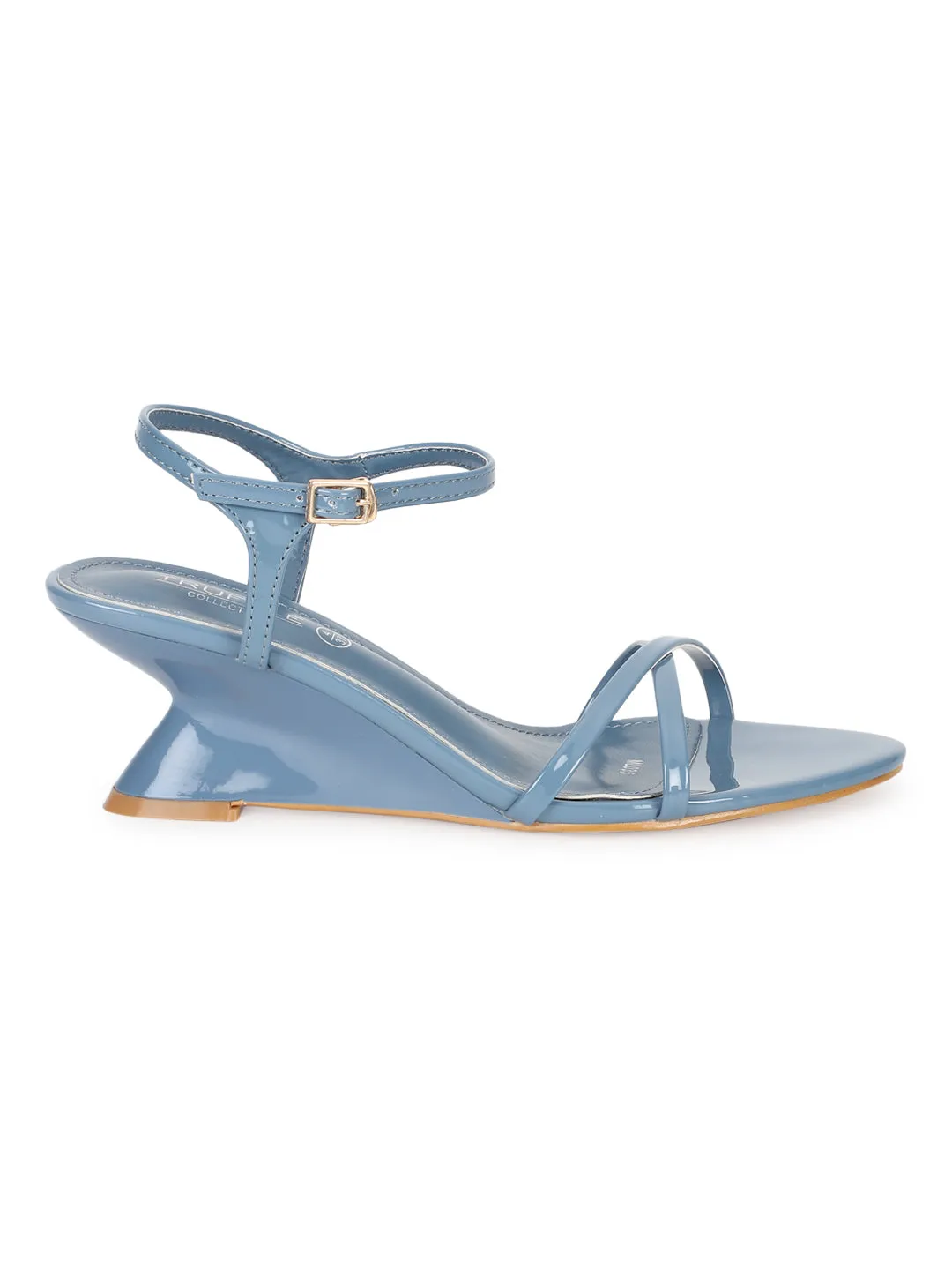 Wedges élégantes en PU bleu (TC-RS3605-BLU)