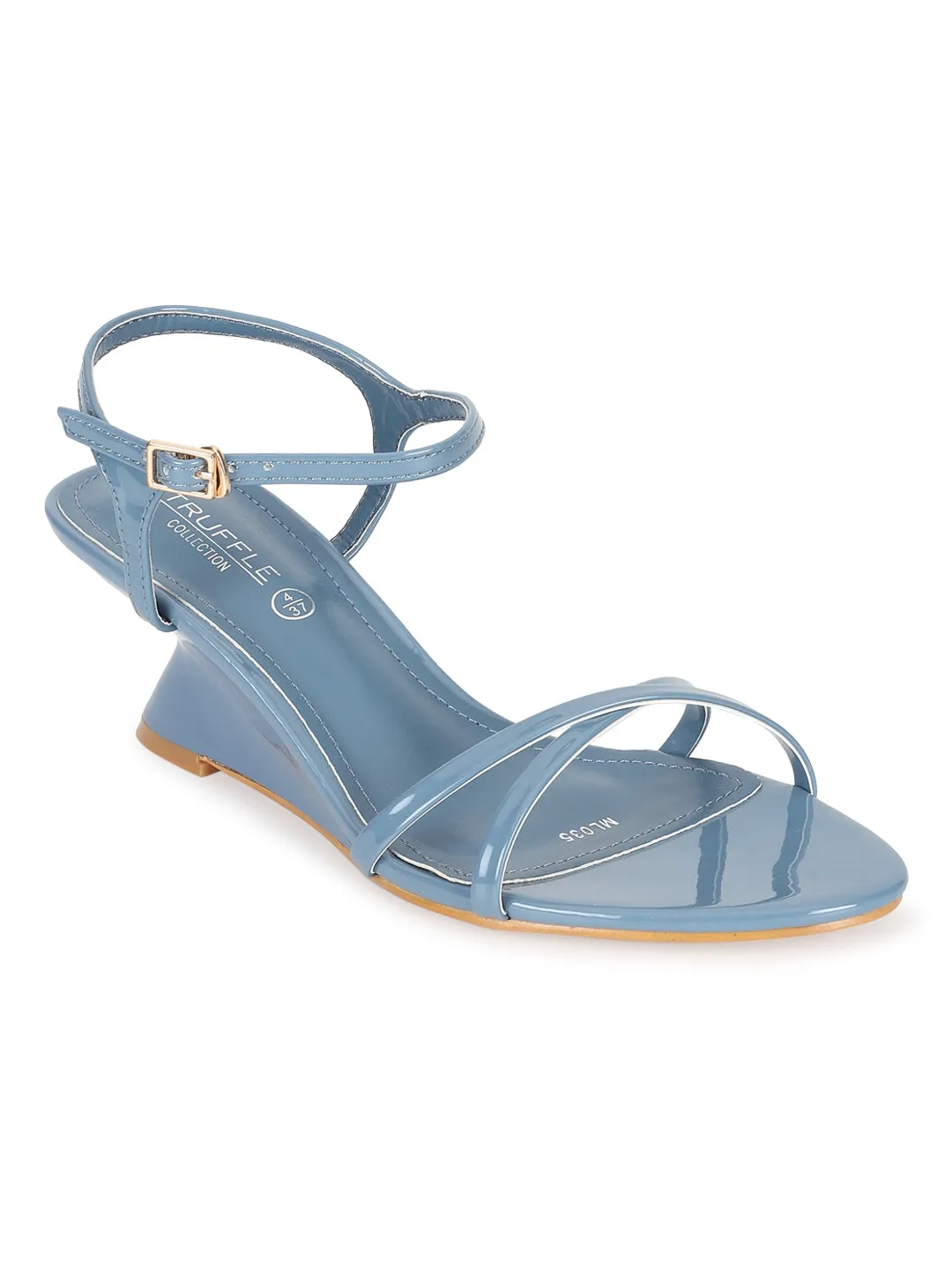 Wedges élégantes en PU bleu (TC-RS3605-BLU)