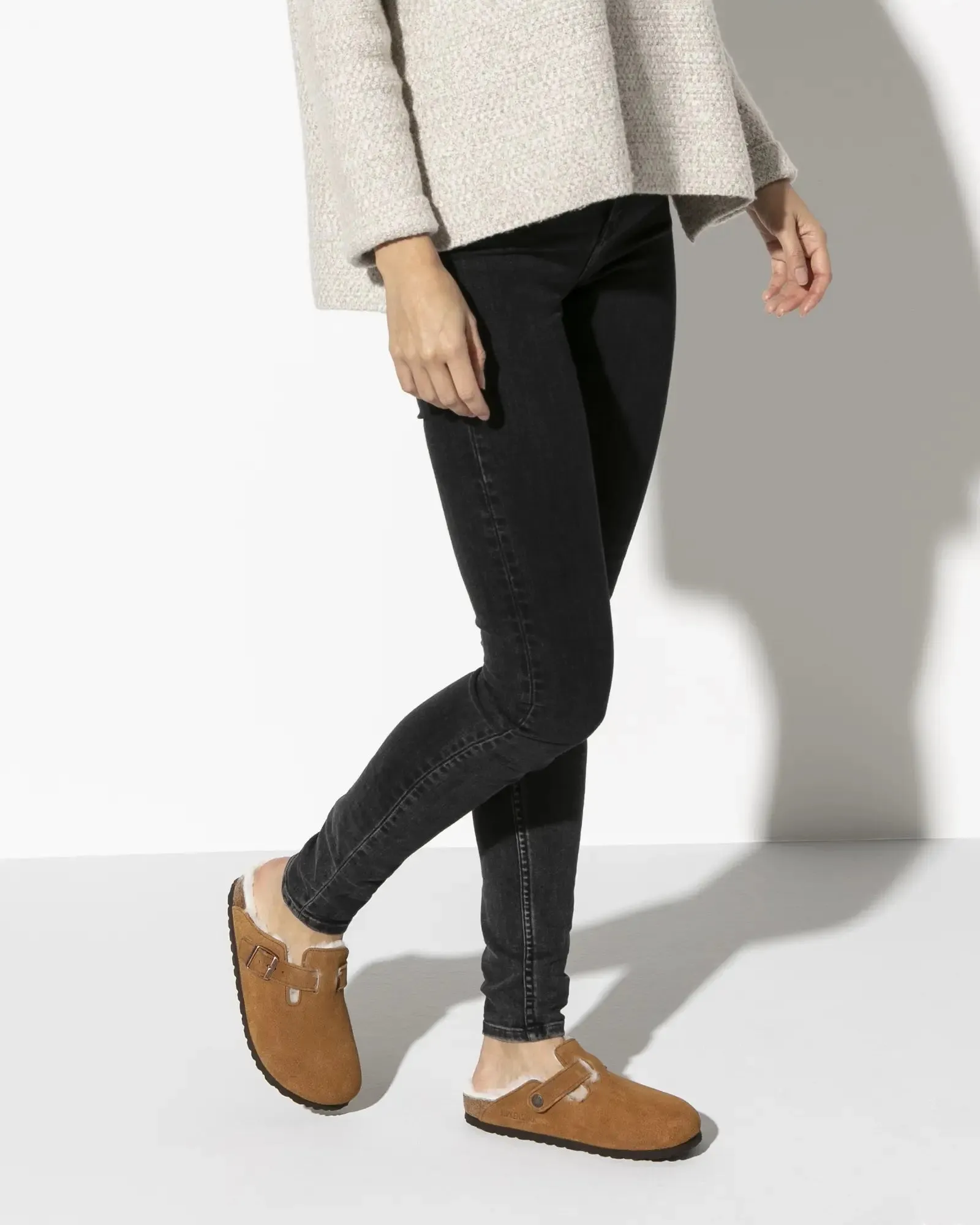 Chaussons Boston en peau de mouton couleur vison