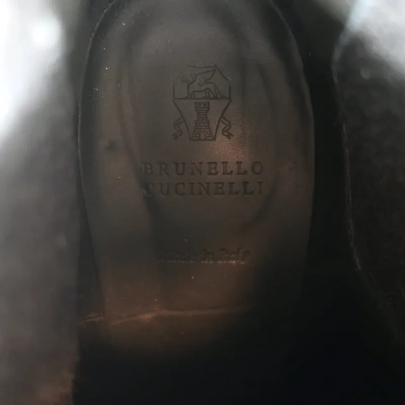 Bottes chelsea à talon compensé Brunello Cucinelli en cuir marron foncé taille 41