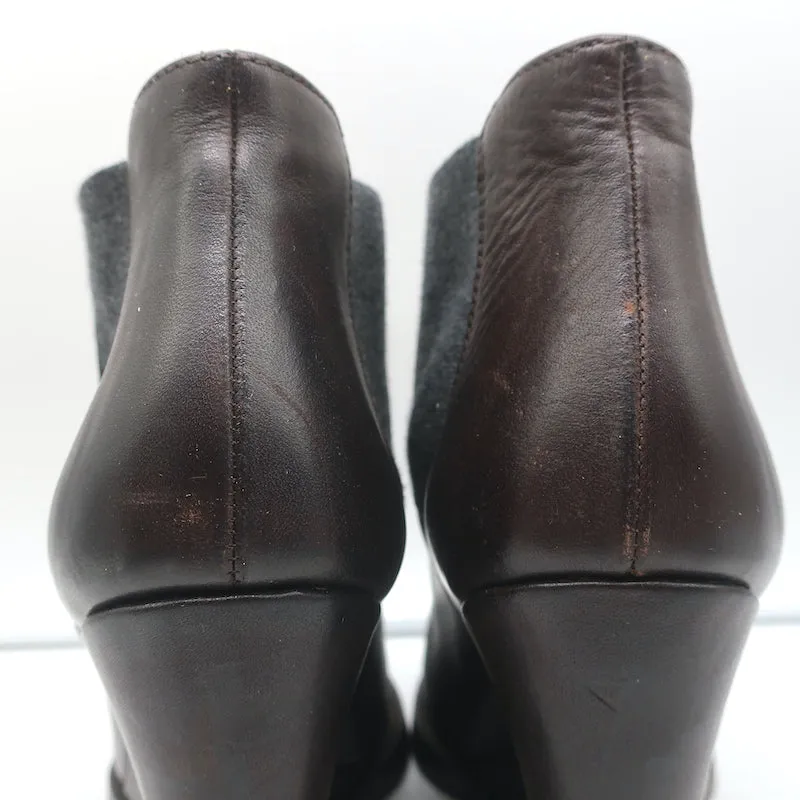 Bottes chelsea à talon compensé Brunello Cucinelli en cuir marron foncé taille 41