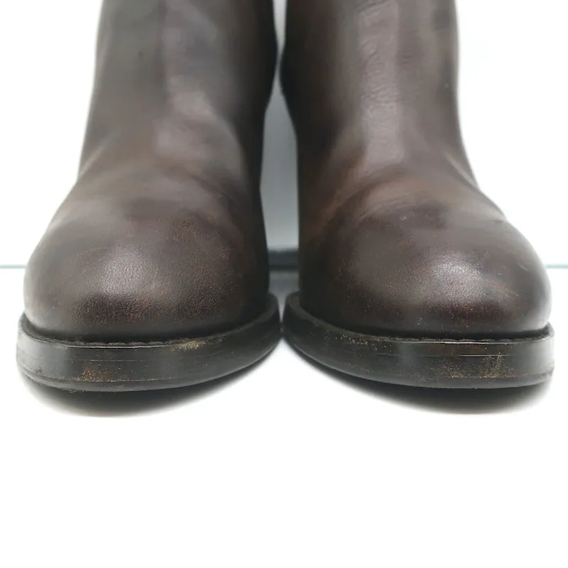Bottes chelsea à talon compensé Brunello Cucinelli en cuir marron foncé taille 41