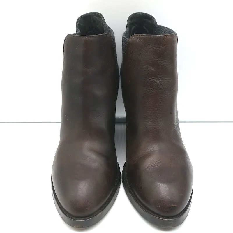 Bottes chelsea à talon compensé Brunello Cucinelli en cuir marron foncé taille 41