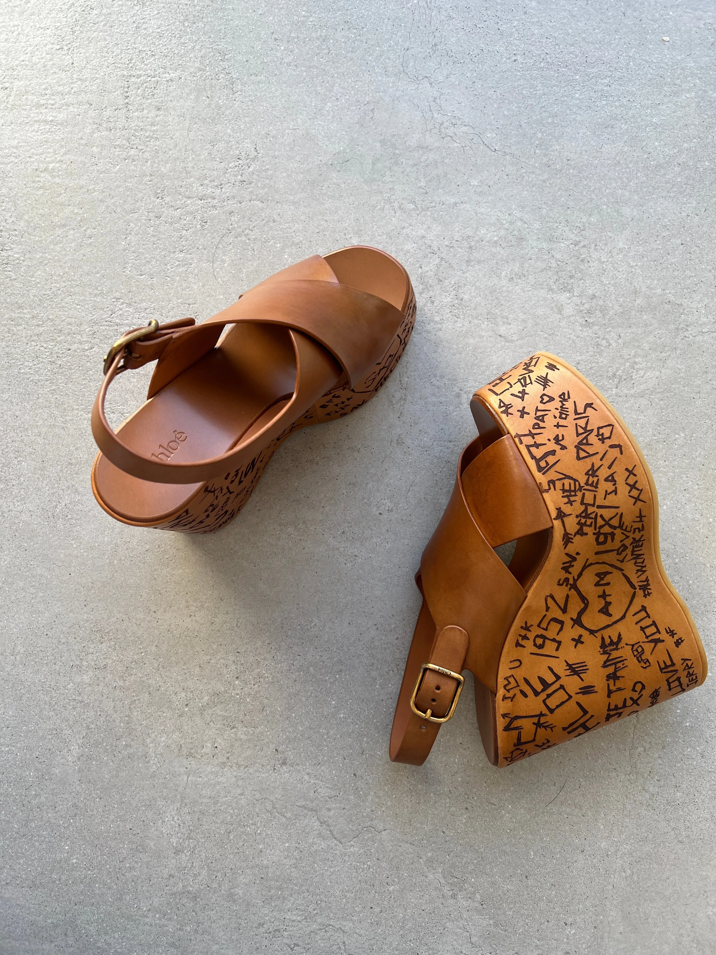 Chloé Escarpins Maxime Wedge, Marron Gingembre