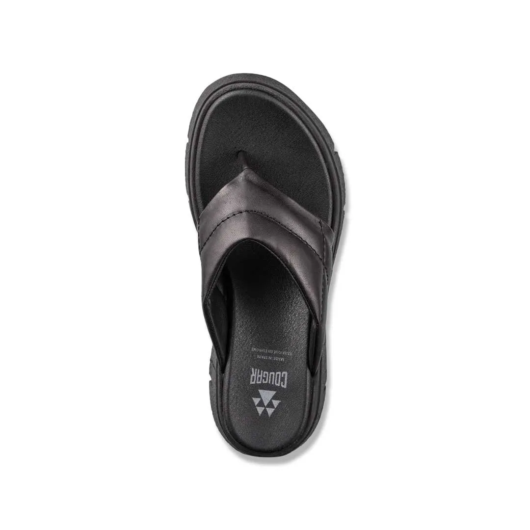 Cougar - Sandales compensées à lanières en cuir Luxmotion pour femmes (ABBA-BLK)