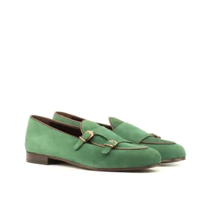 Dapperfam Shoes DapperFam Rialto in Forest / Dark Brown Men's Suede & Italian Leather Monk Slipper