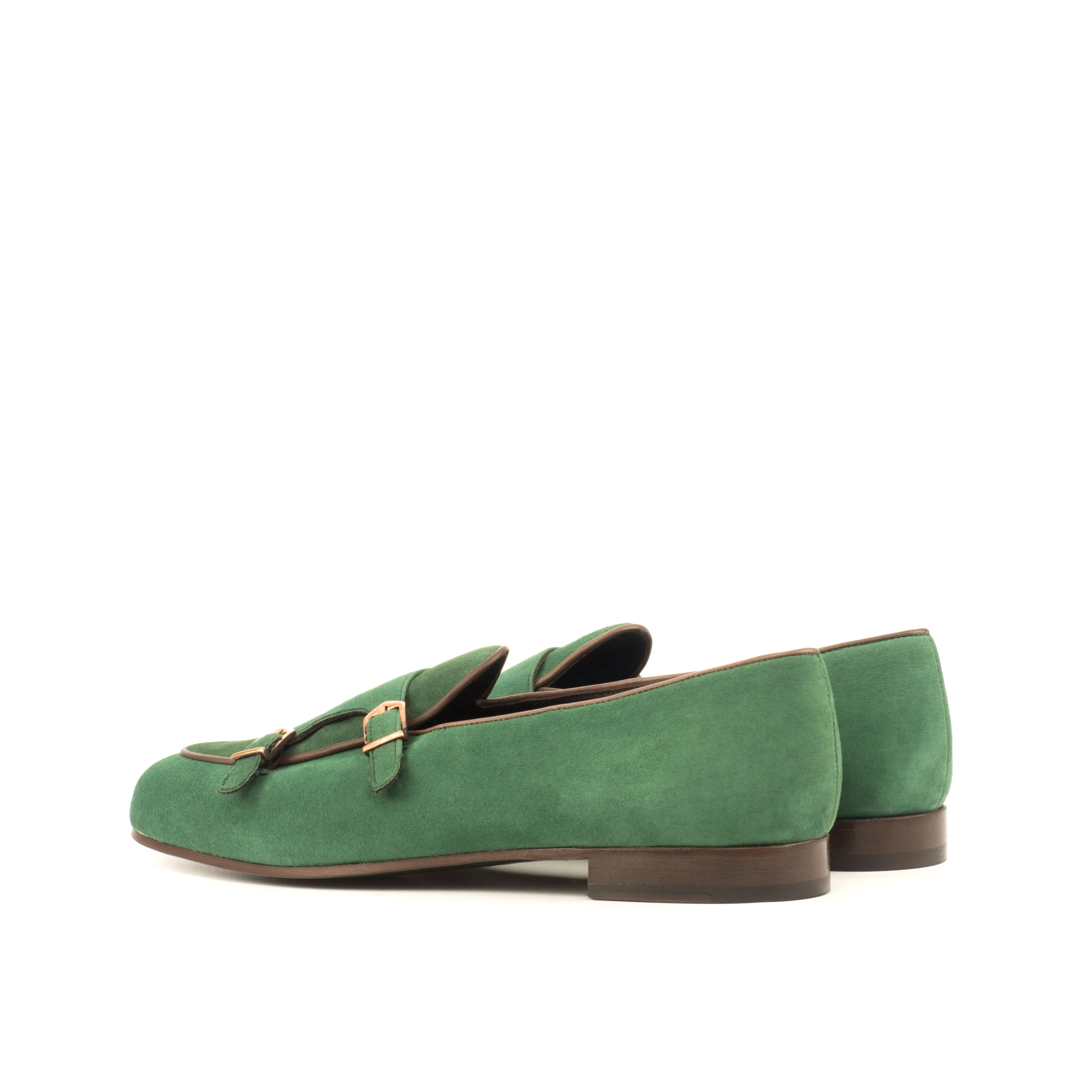 Dapperfam Shoes DapperFam Rialto en Forêt / Marron Foncé Mocassin Moine en Suède et Cuir Italien pour Homme