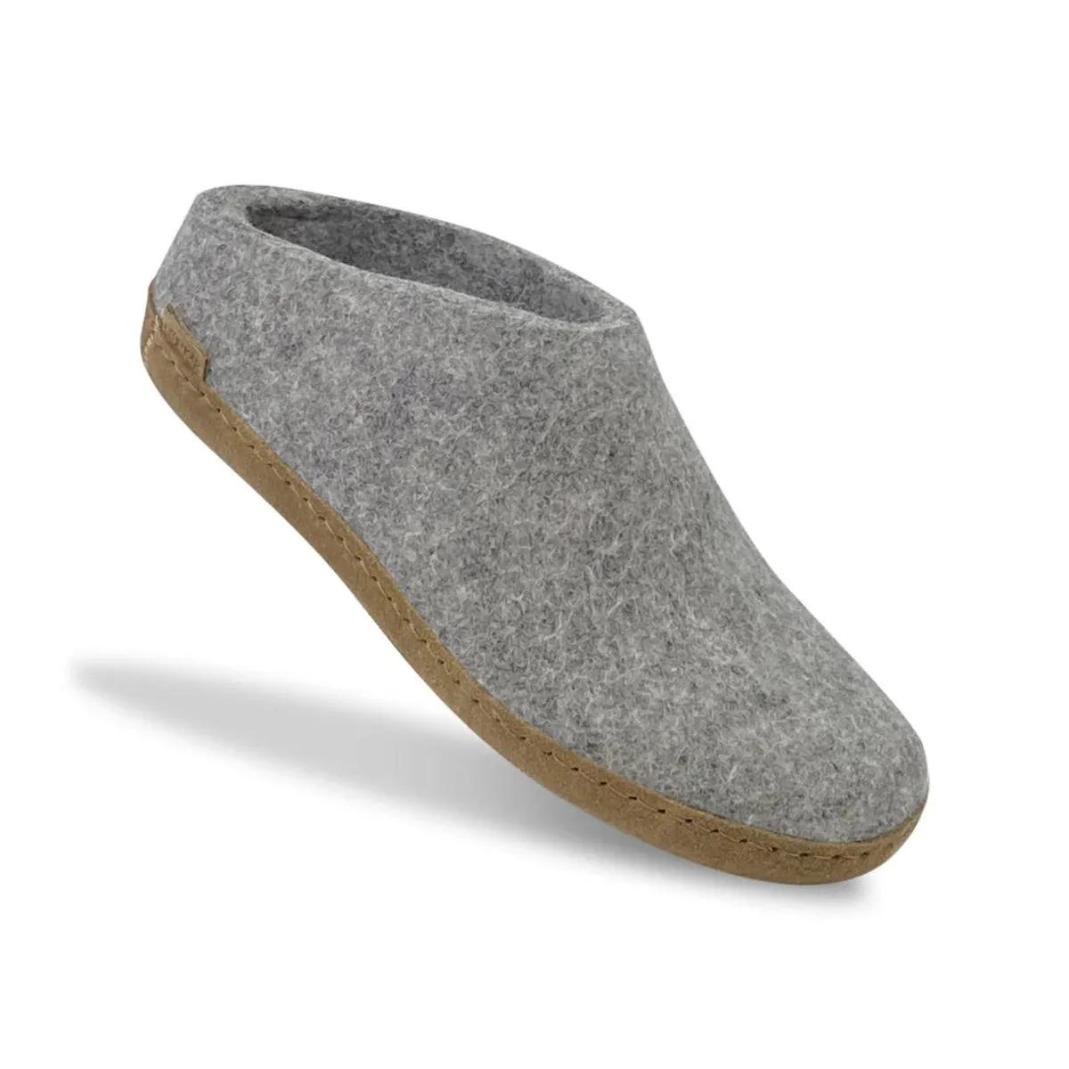 Chausson Modèle B pour Femme Glerups avec Semelle en Cuir Gris Clair