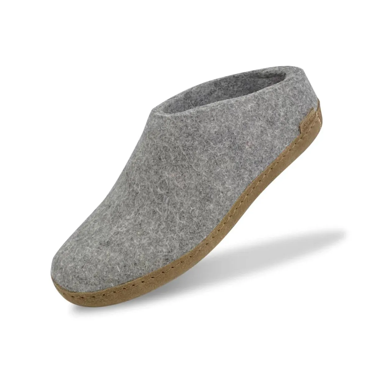 Chausson Modèle B pour Femme Glerups avec Semelle en Cuir Gris Clair