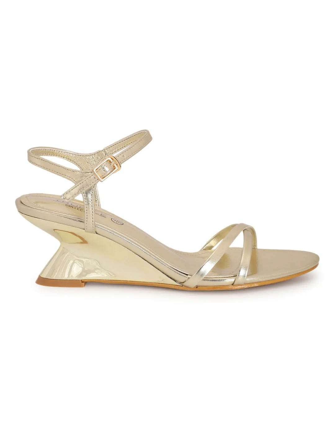 Wedges élégantes en PU doré (TC-RS3605-GLD)