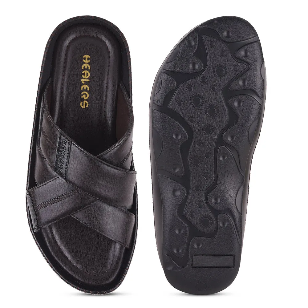 Pantoufles décontractées marron Healers pour hommes STARC-2E par Liberty
