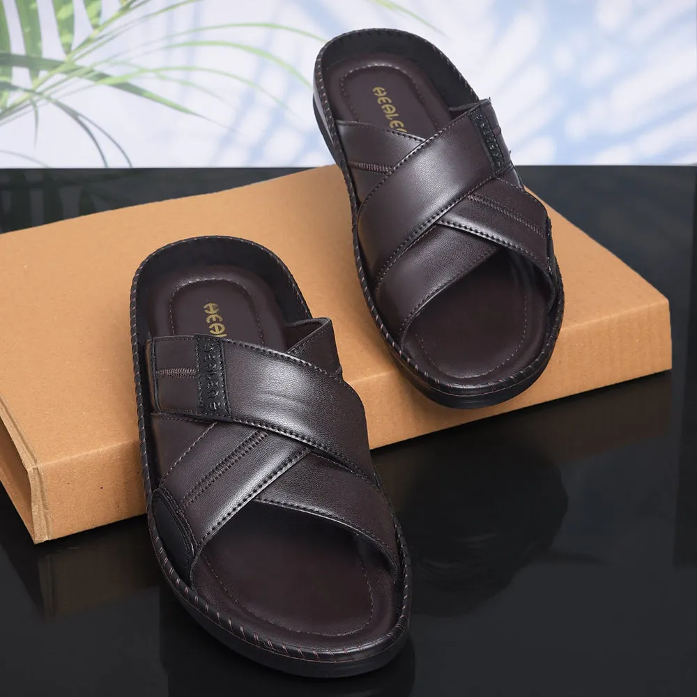 Pantoufles décontractées marron Healers pour hommes STARC-2E par Liberty