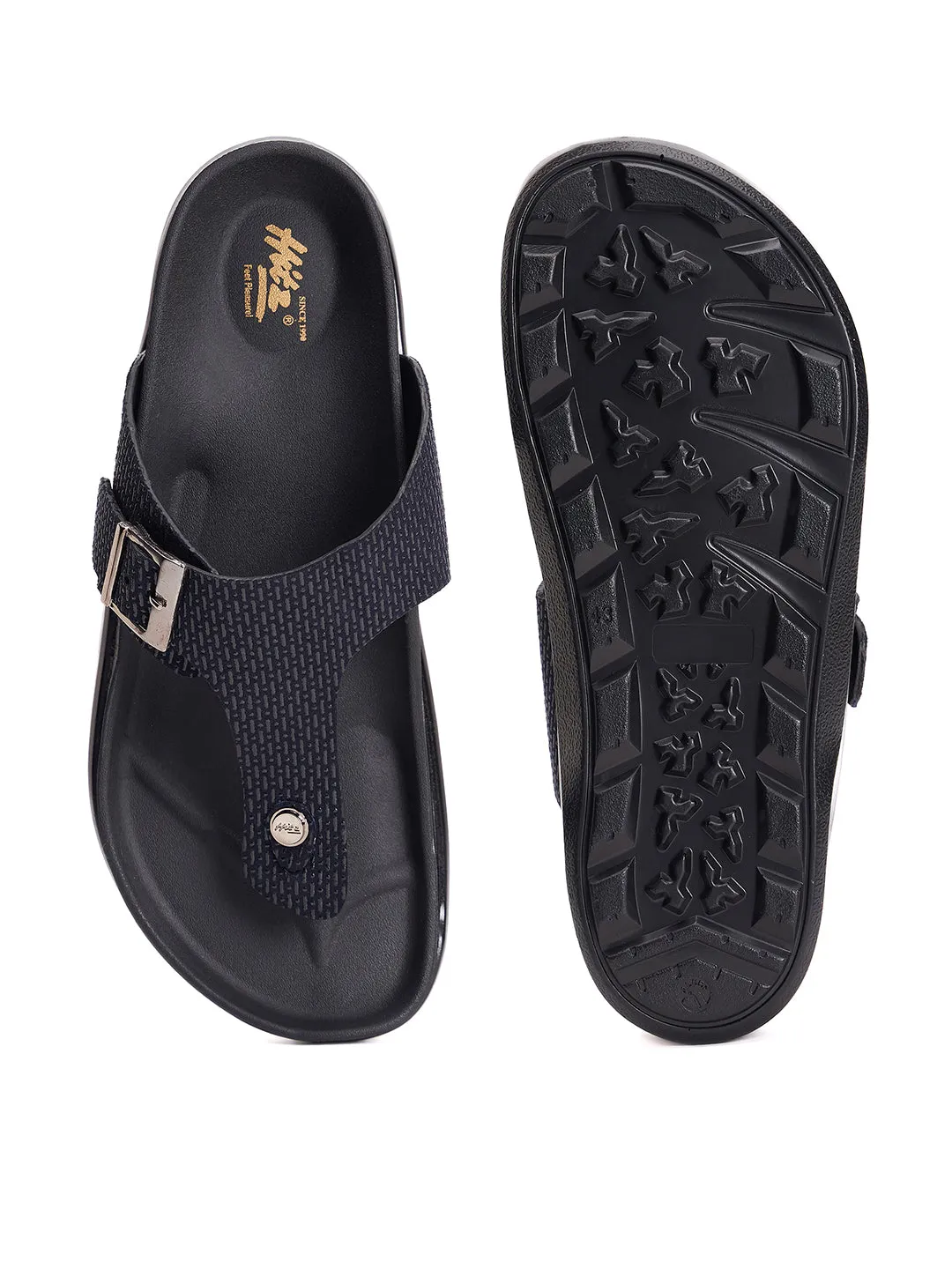 Mules ouvertes en cuir noir pour hommes Hitz