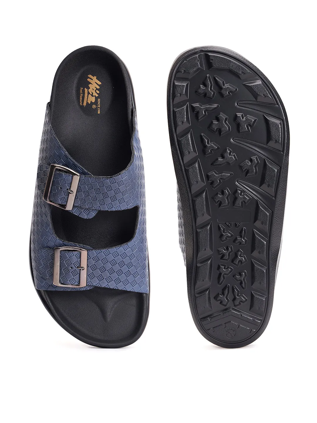 Mules en cuir bleu pour hommes Hitz