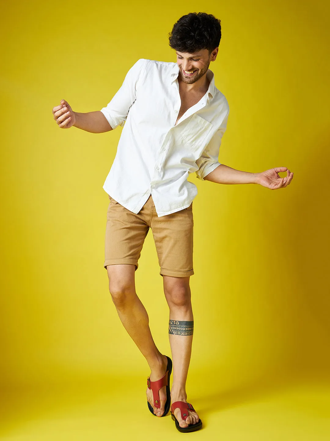 Mules ouvertes en cuir rouge pour hommes Hitz