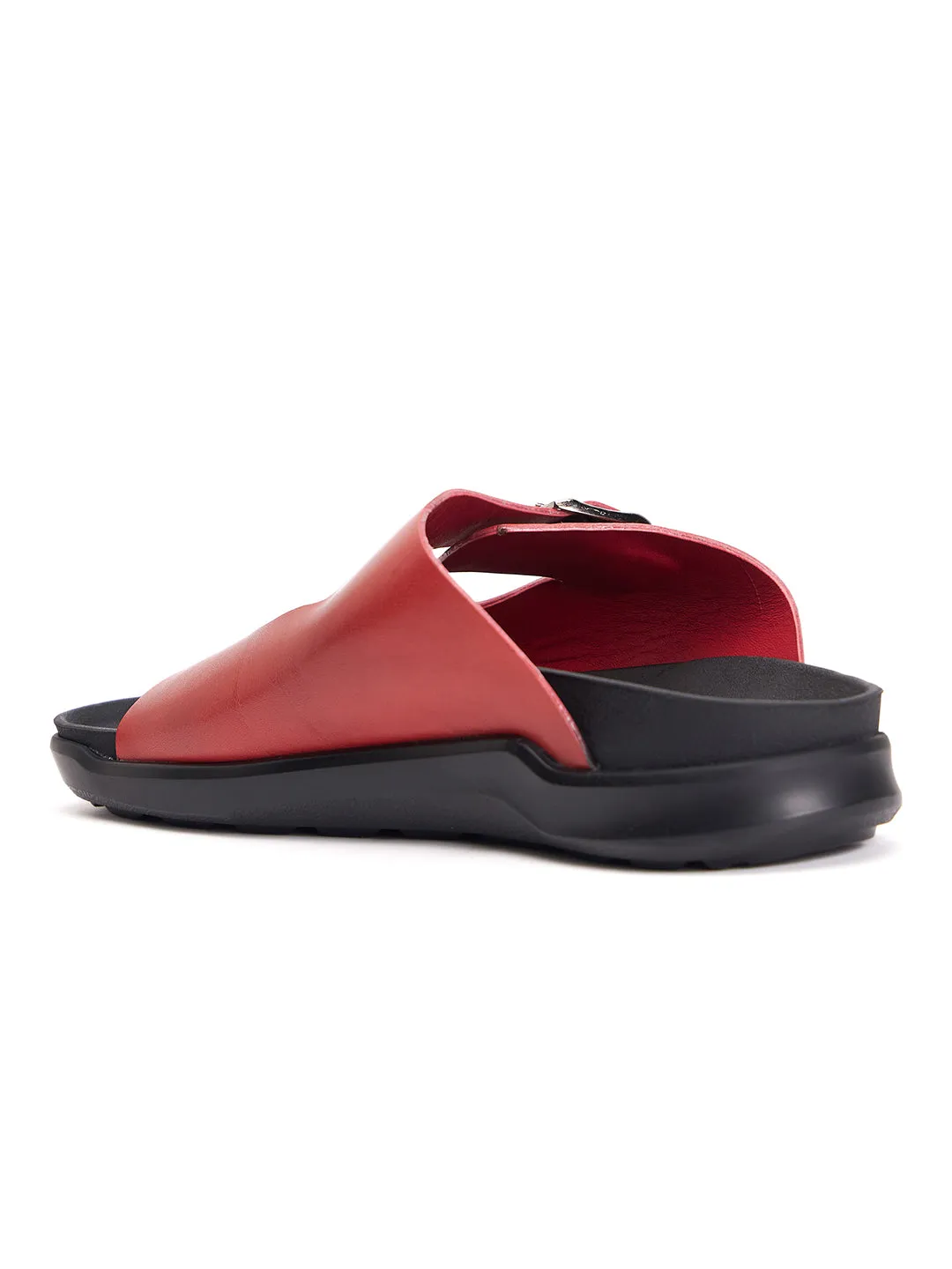 Mules ouvertes en cuir rouge pour hommes Hitz