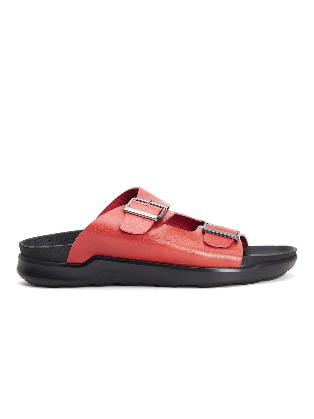 Mules ouvertes en cuir rouge pour hommes Hitz