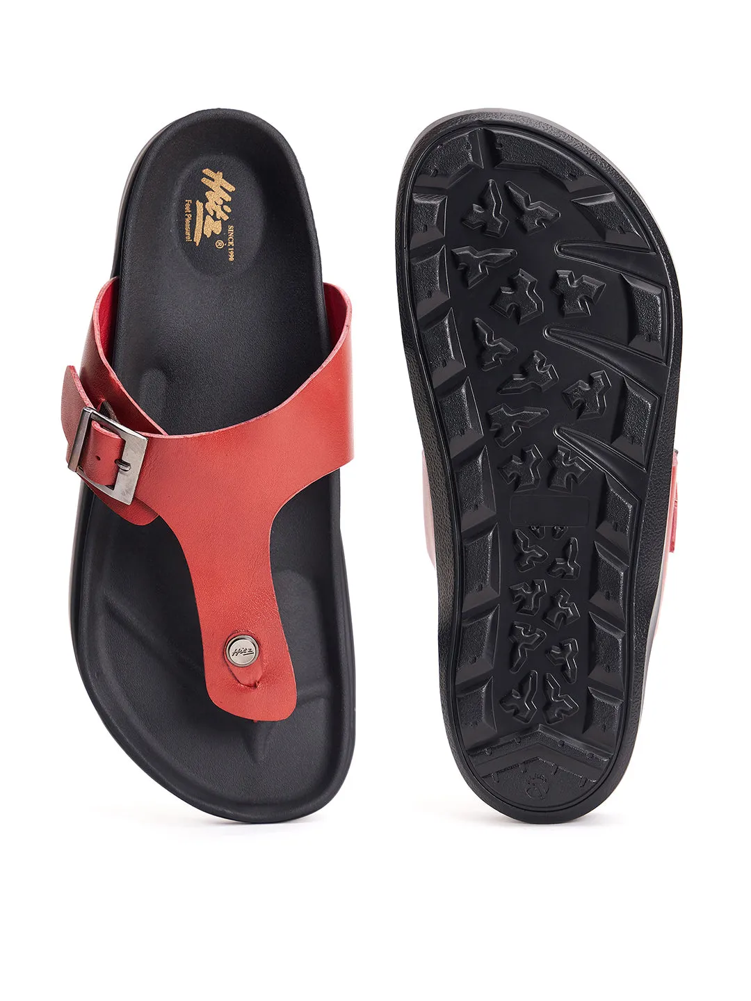 Mules ouvertes en cuir rouge pour hommes Hitz