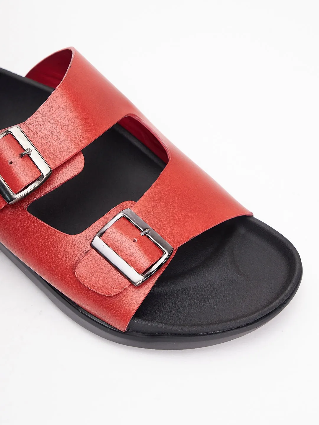 Mules ouvertes en cuir rouge pour hommes Hitz