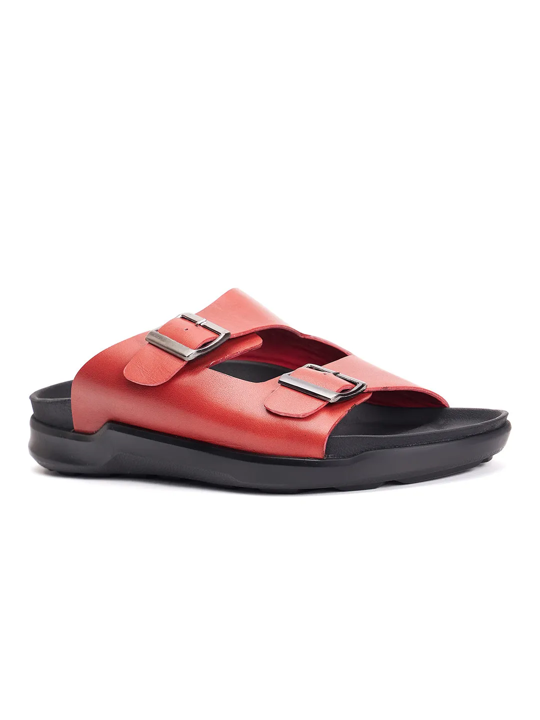 Mules ouvertes en cuir rouge pour hommes Hitz