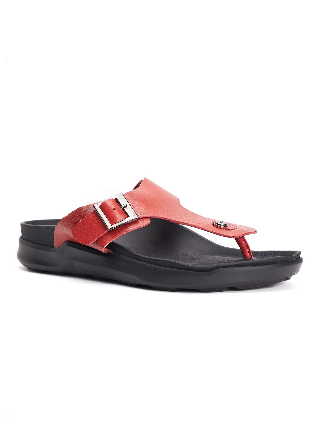 Mules ouvertes en cuir rouge pour hommes Hitz