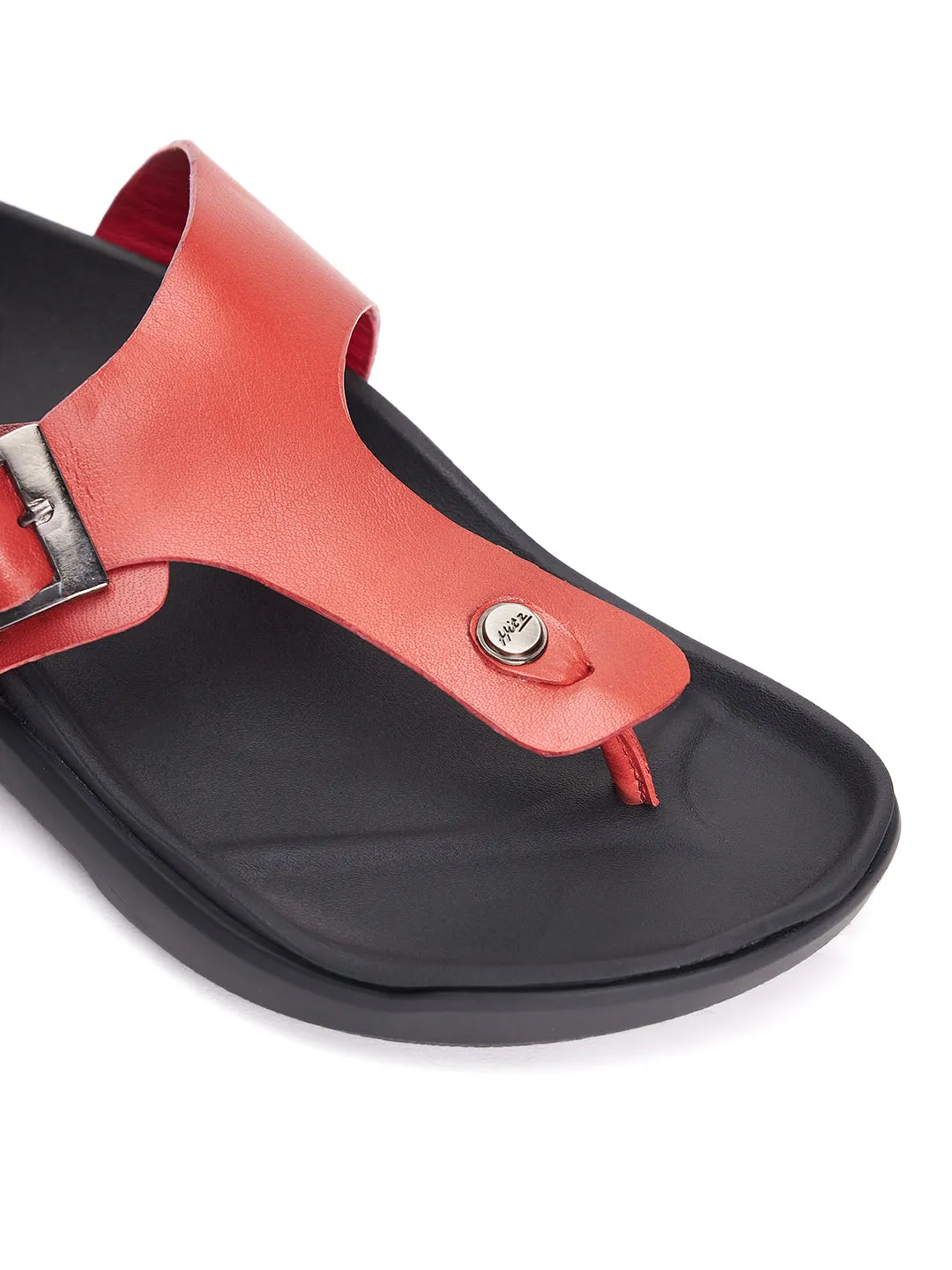 Mules ouvertes en cuir rouge pour hommes Hitz