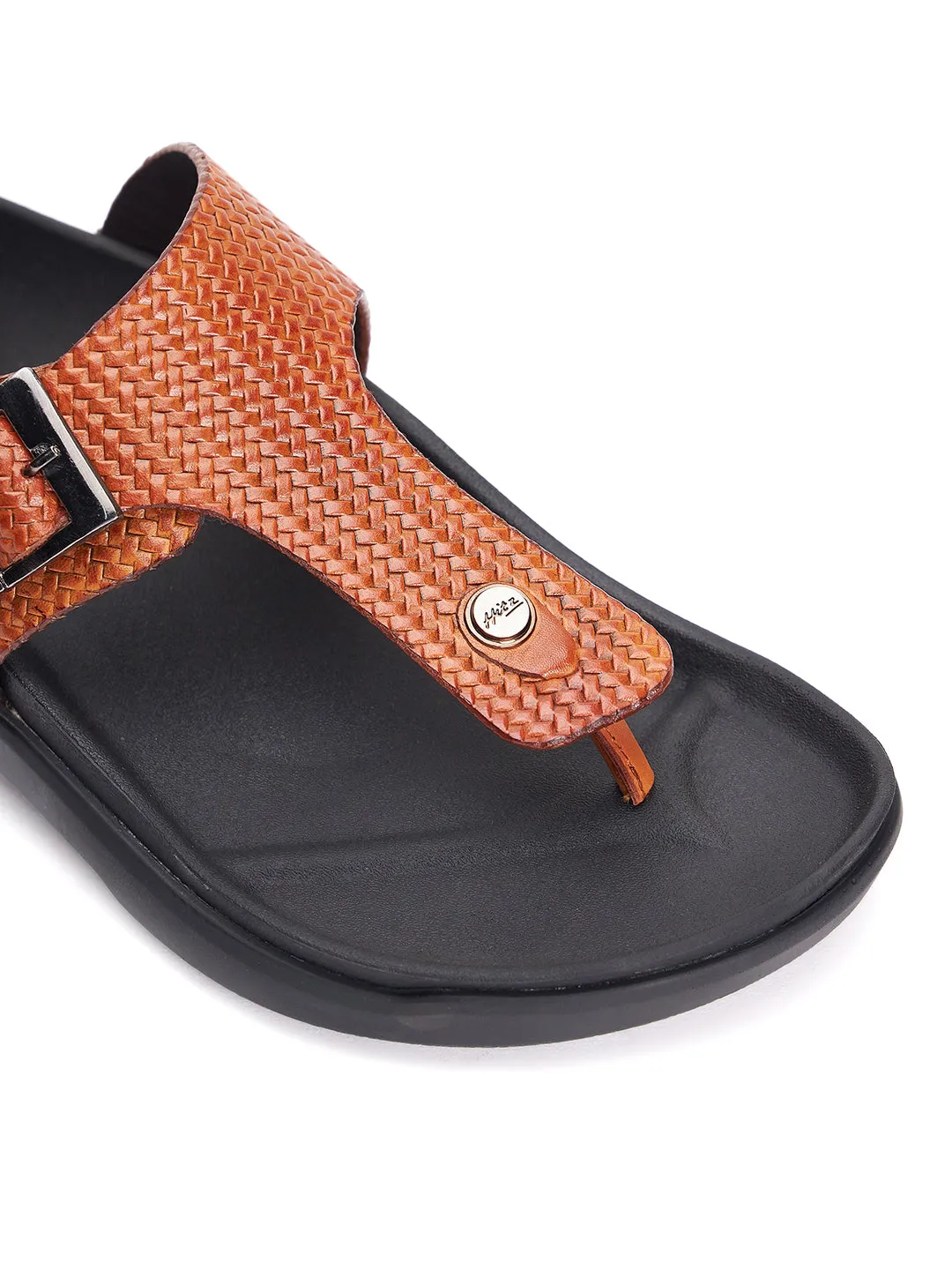 Mules en cuir brun pour hommes Hitz à bout ouvert