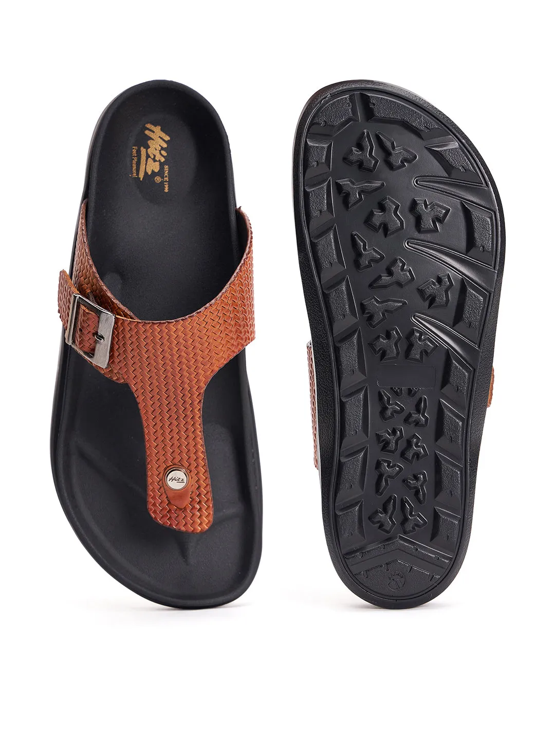 Mules en cuir brun pour hommes Hitz à bout ouvert