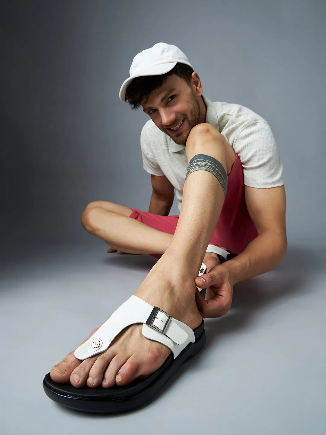 Mules en cuir blanc pour hommes Hitz
