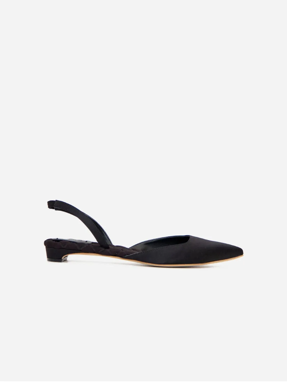 Escarpins plats vegan à brides Jackie Cotton | Satin noir