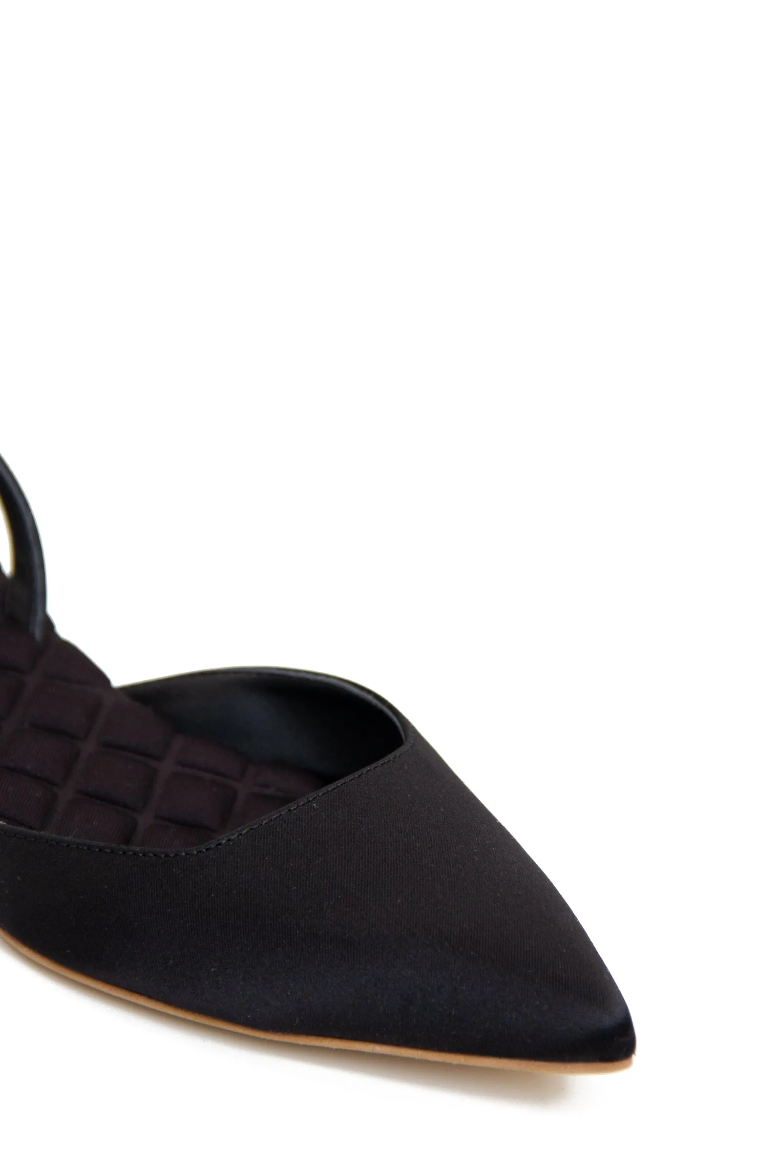 Escarpins plats vegan à brides Jackie Cotton | Satin noir
