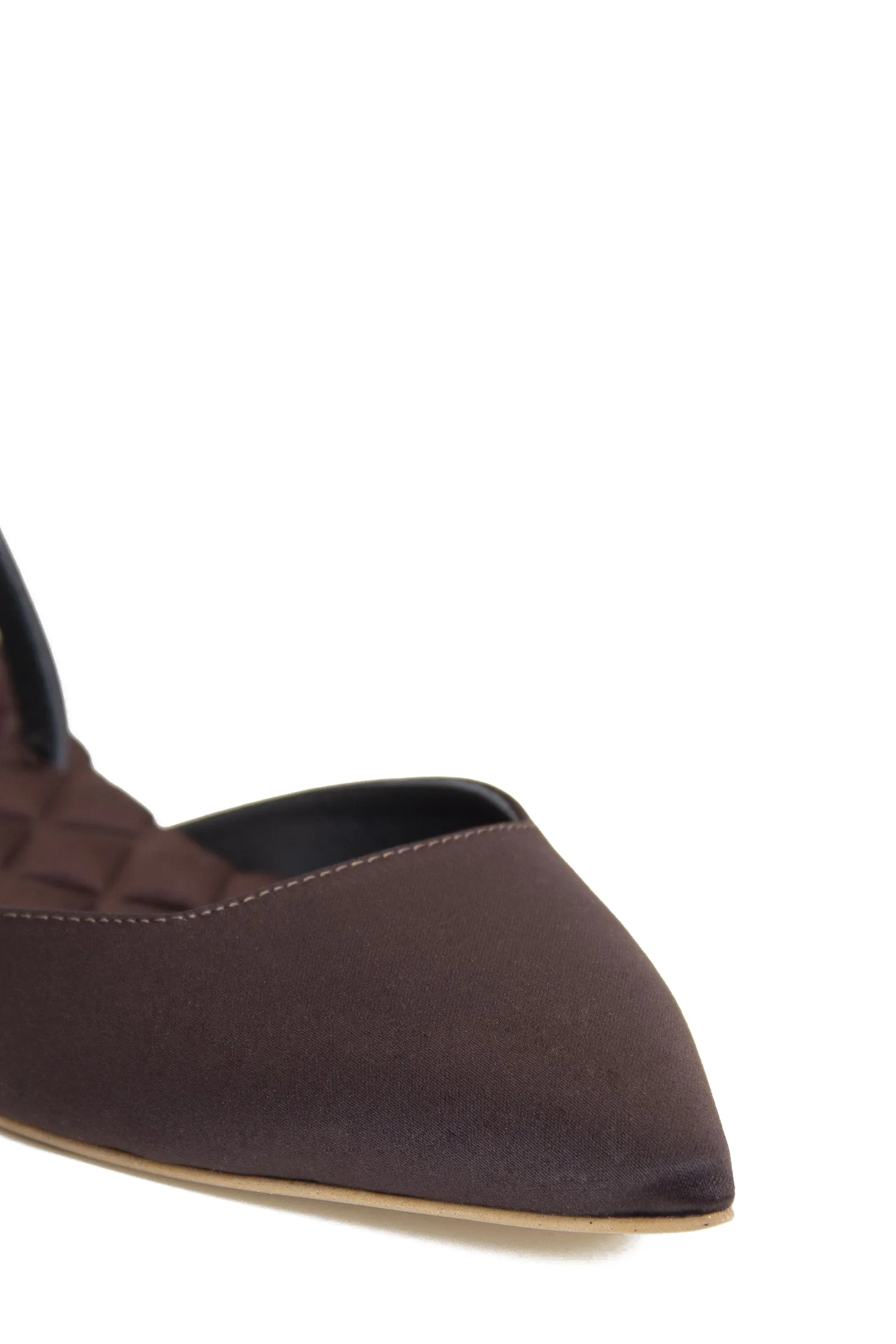Escarpins Vegan Jackie Cotton à Brides | Satin Marron