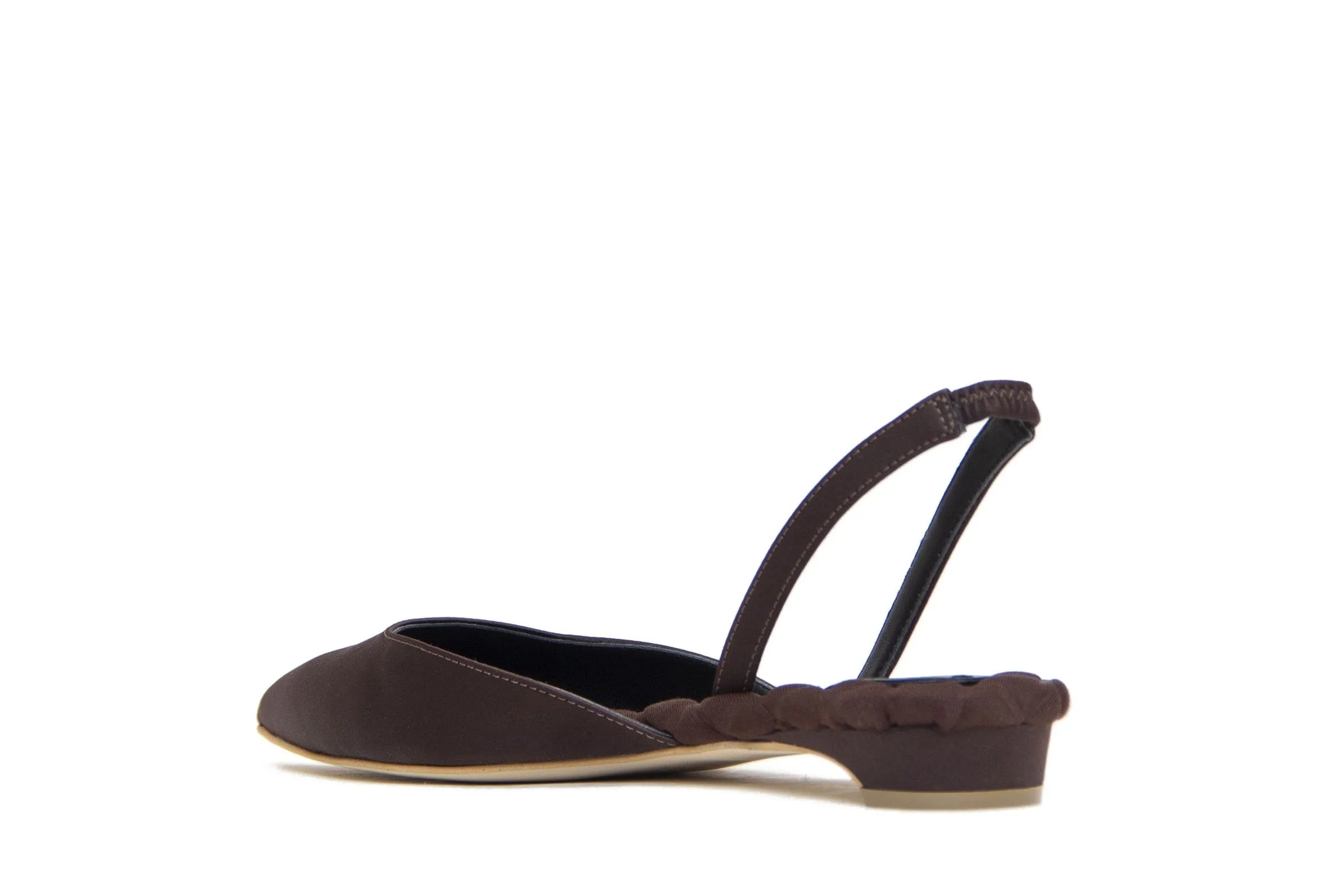 Escarpins Vegan Jackie Cotton à Brides | Satin Marron