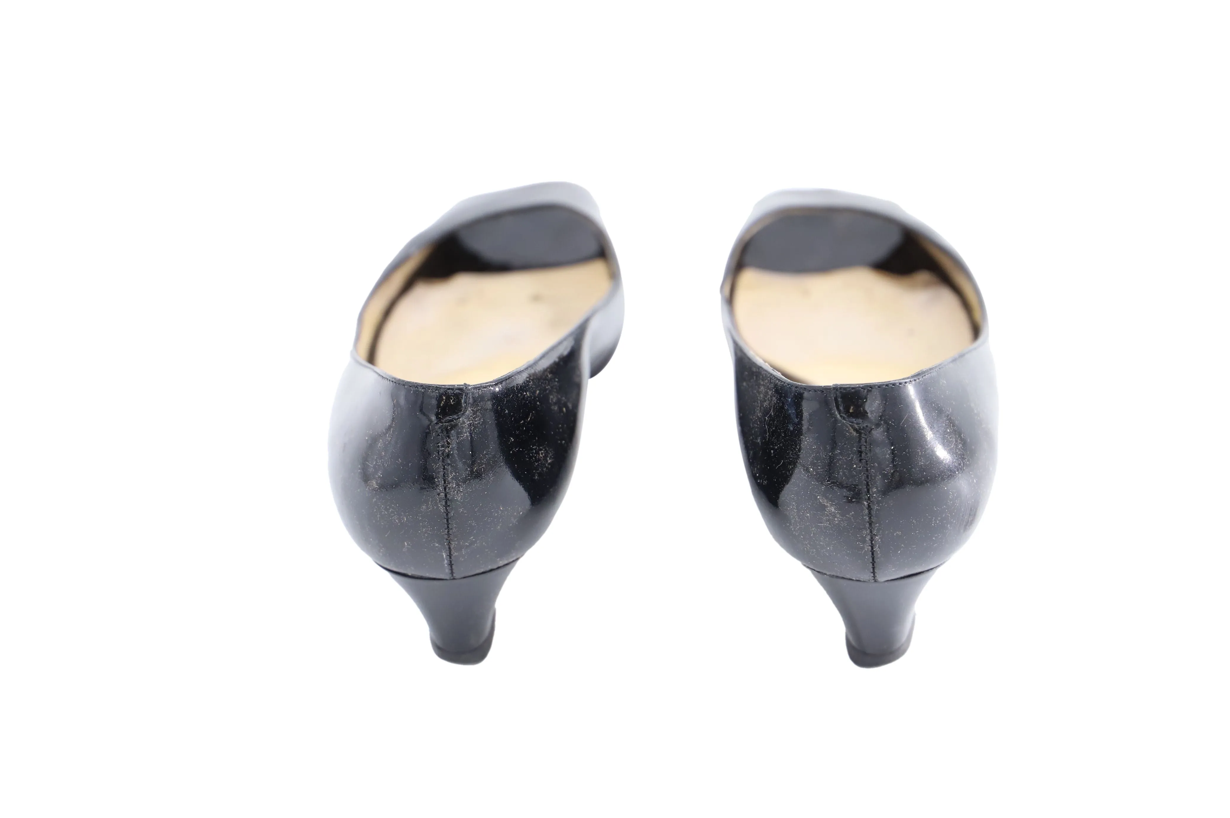 Escarpins 'Baxen' à bouts ouverts avec semelle compensée en cuir vernis noir Jimmy Choo_Jimmy-Choo