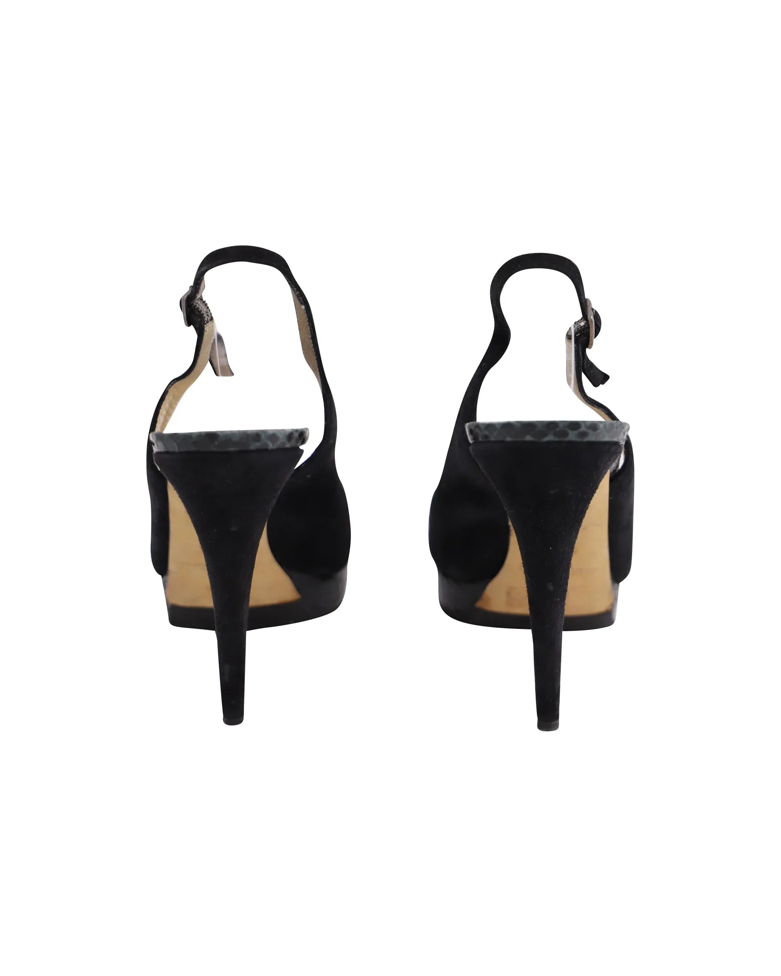 Escarpins Jimmy Choo à bouts ouverts et bride arrière en daim noir