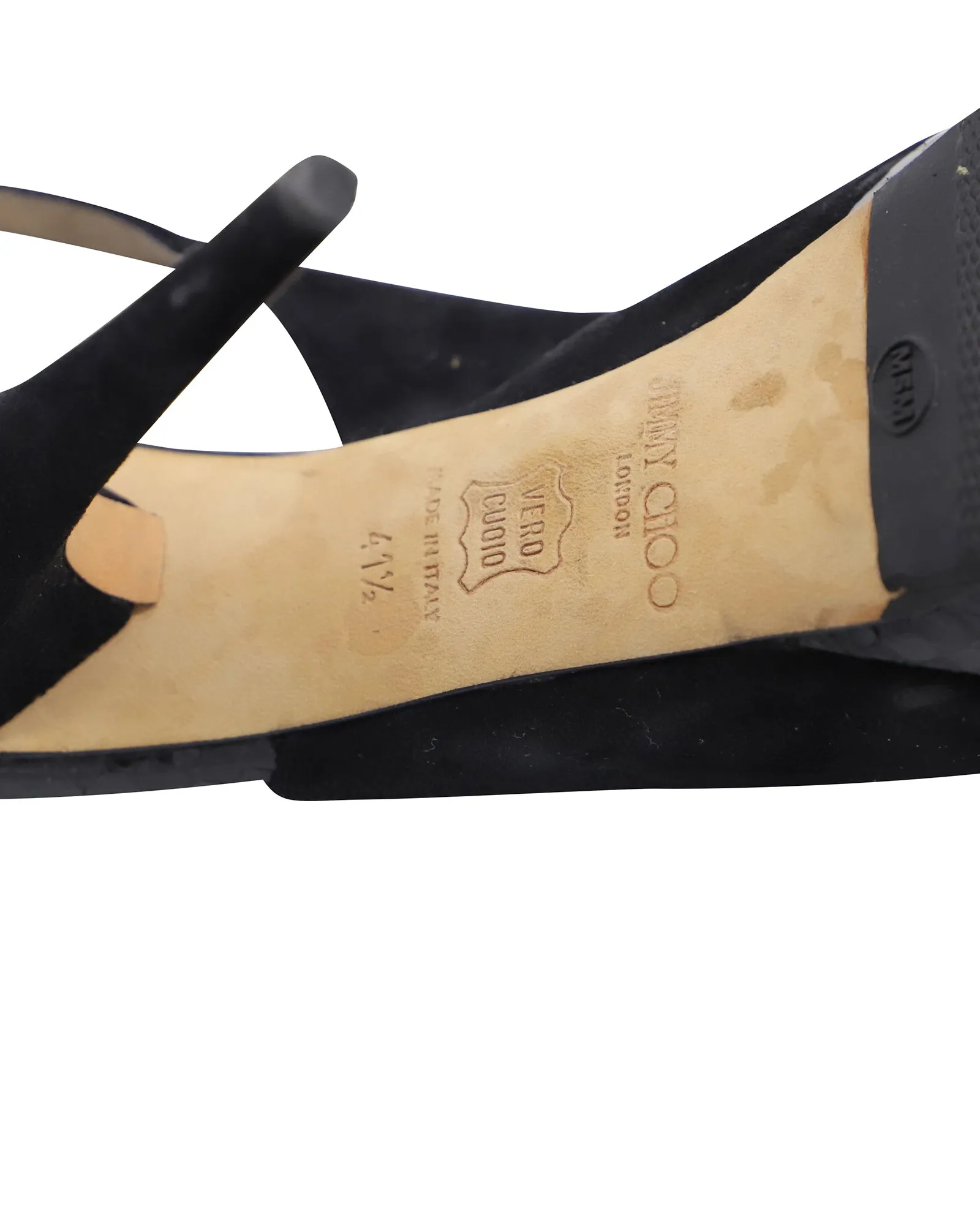 Escarpins Jimmy Choo à bouts ouverts et bride arrière en daim noir
