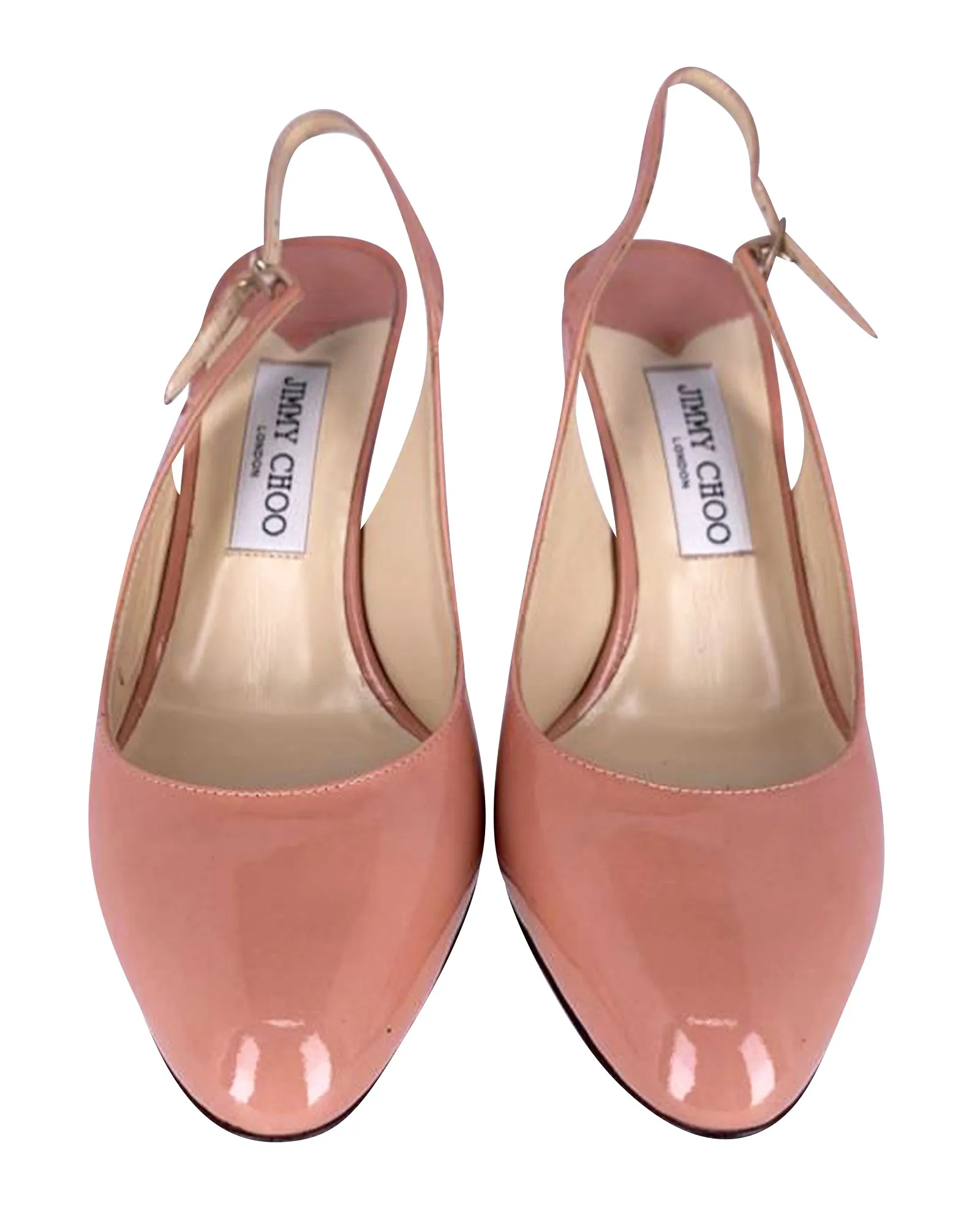 Escarpins Jimmy Choo à Brides Arrière en Cuir Verni Beige