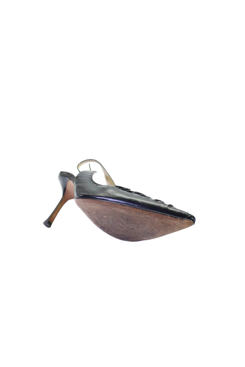 Jimmy Choo Escarpins Femme à Bout Pointu et Bride Cheville en Cuir Noir_Jimmy-Choo