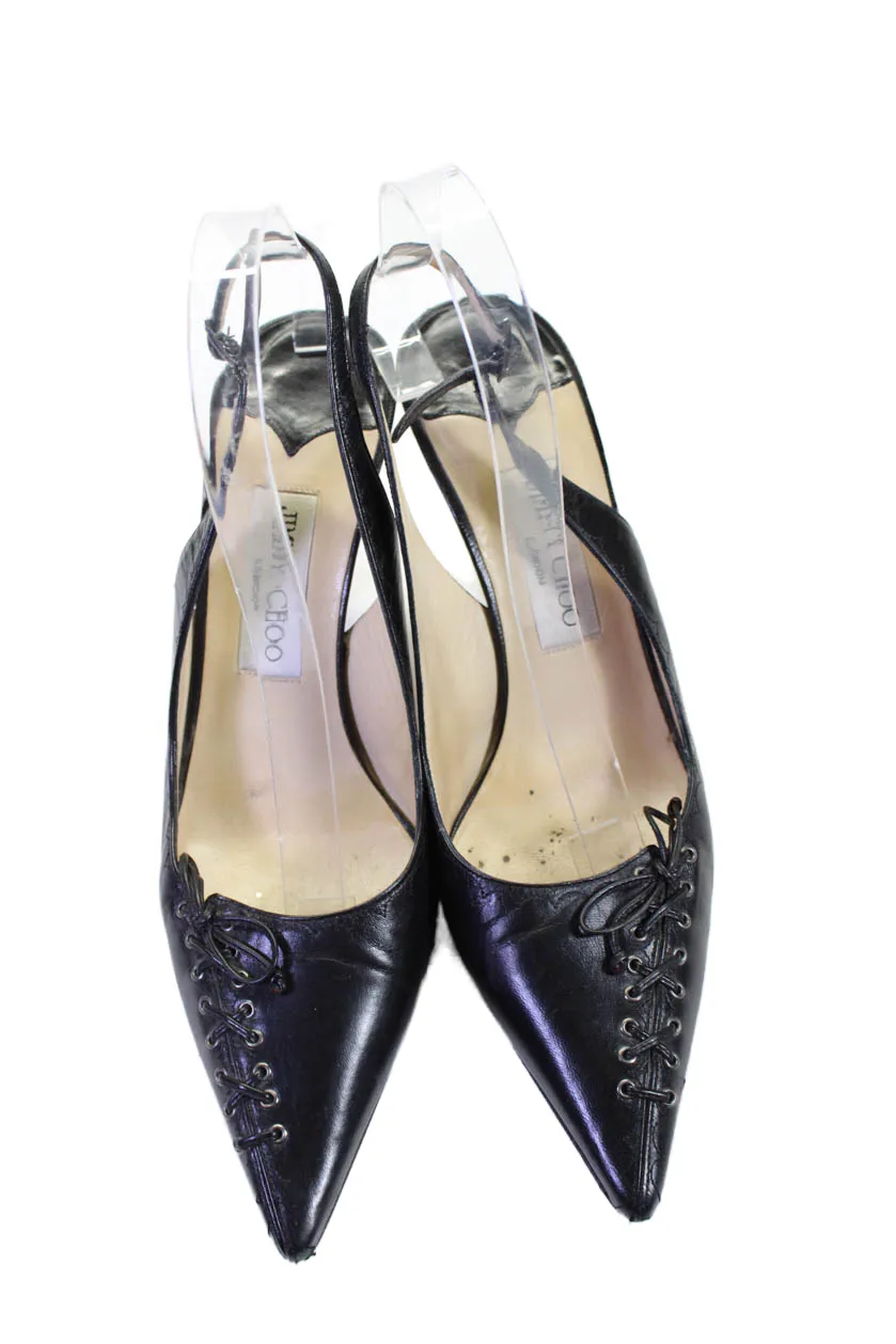 Jimmy Choo Escarpins Femme à Bout Pointu et Bride Cheville en Cuir Noir_Jimmy-Choo