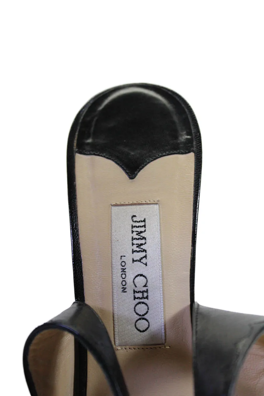Jimmy Choo Escarpins Femme à Bout Pointu et Bride Cheville en Cuir Noir_Jimmy-Choo